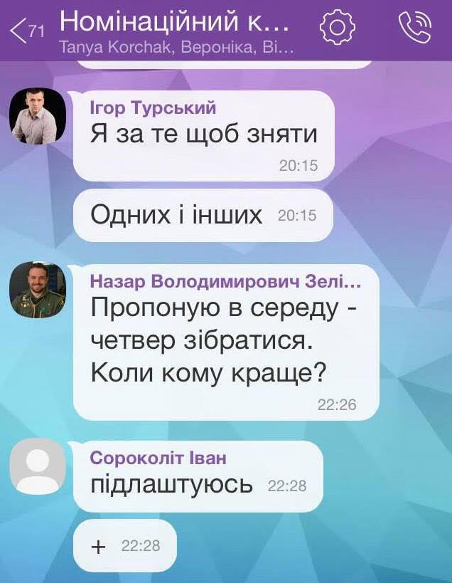 Зразок внутрішньої переписки членів Номінаційного комітету по відбору Громадського бюджету в Тернополі. Листопад 2016